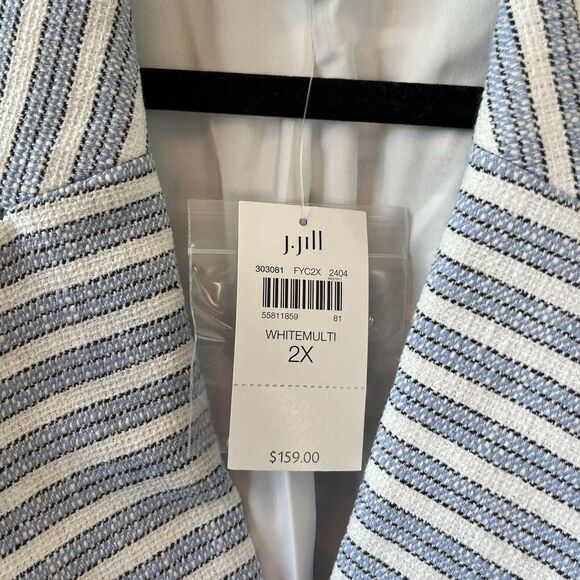 J. Jill Modern Spectator Blazer Blue White Striped Women’s Size 2X NWT’s $159 - Picture 12 of 15